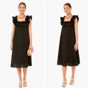 Hyacinth House Tuckernuck Dress Black Maria Midi Sz Small Ruffle Boho Flowy